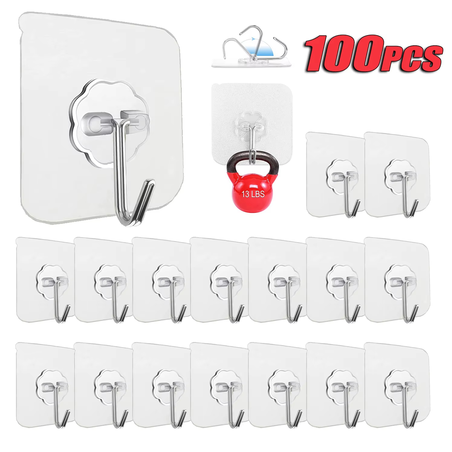 Kitchen Appliances Shelves - Ganchos autoadhesivos de acero inoxidable transparentes