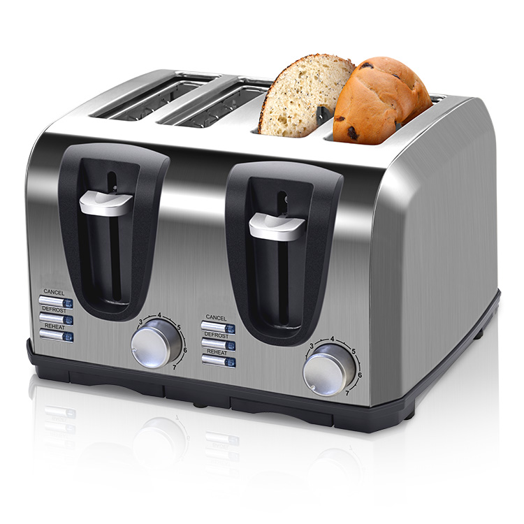 Toaster 4 Slice - Tostadora eléctrica retro de acero inoxidable